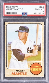 1968 Topps #280 Mickey Mantle - PSA NM-MT 8 